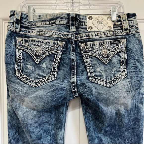 Miss Me Embellished Signature Ankle Skinny Jeans Acid Wash Mid Rise Size 30 Y2K - Picture 8 of 16